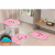 Jogo de Tapetes Para Banheiro Formato Ursa Antiderrapante 3 Peças Rosa