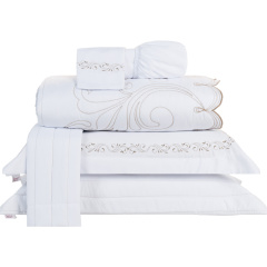 Kit de Enxoval Bordado Queen 200 Fios Hipercal 6 Peças Versátile Duo Branco
