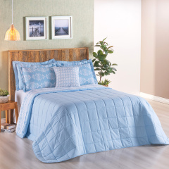 Kit de Enxoval Matelassado Queen 200 Fios Hipercal 9 Peças Essência Arabesco Azul