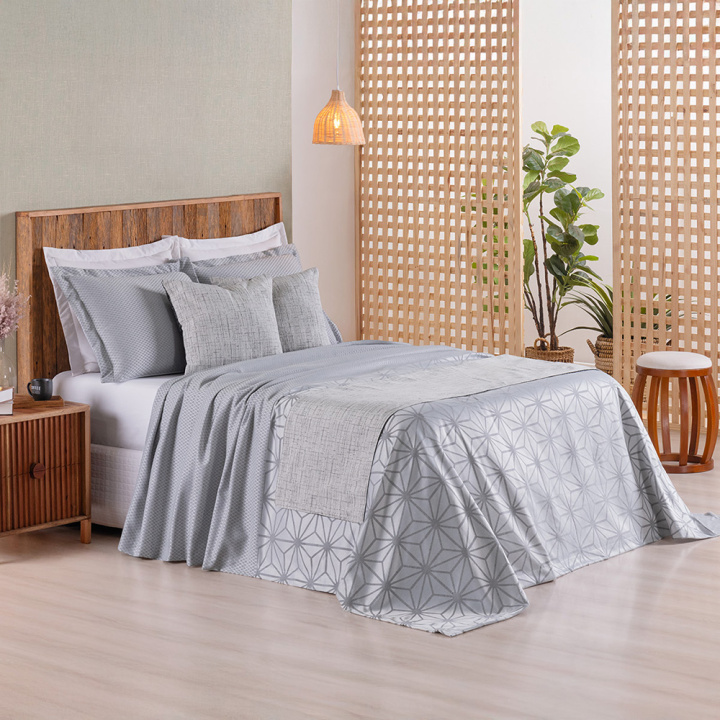 Kit Peseira com Almofadas Dupla Face Jacquard 5 Peças Naturalle Preto/Off White