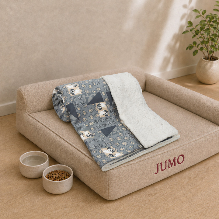 Manta Pet Sherpa Jumo Pet Cinza Quentinha e Macia para Cães e Gatos