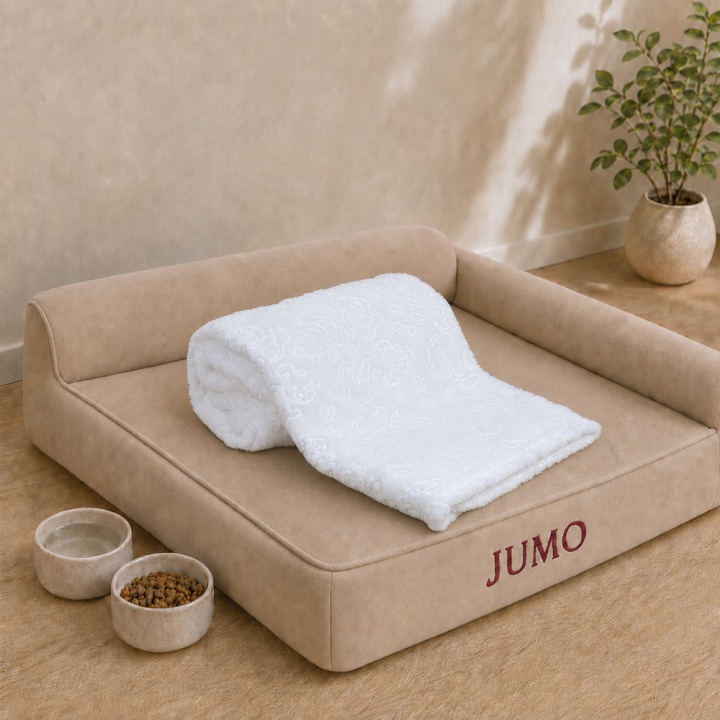 Mantinha Pet Jumo Fleece 3D 1,00m x 80cm | Super Macia e Confortável para Pets Off White