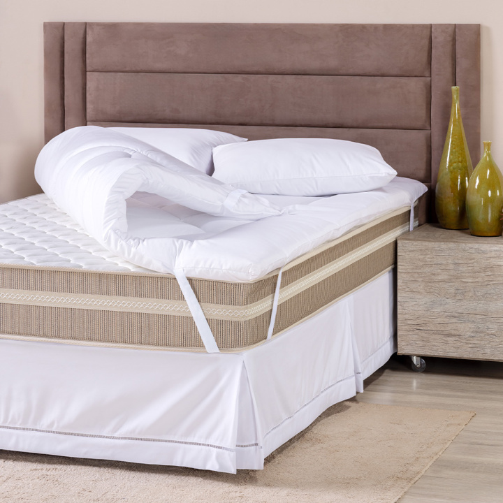 Pillow Top Pantografado CASAL Hipercal 200 Fios Sonatto  Branco