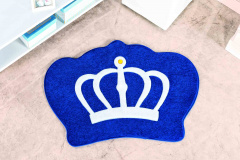 Tapete Formato Coroa Poliéster 86 x 64 Cm Antiderrapante Azul Royal
