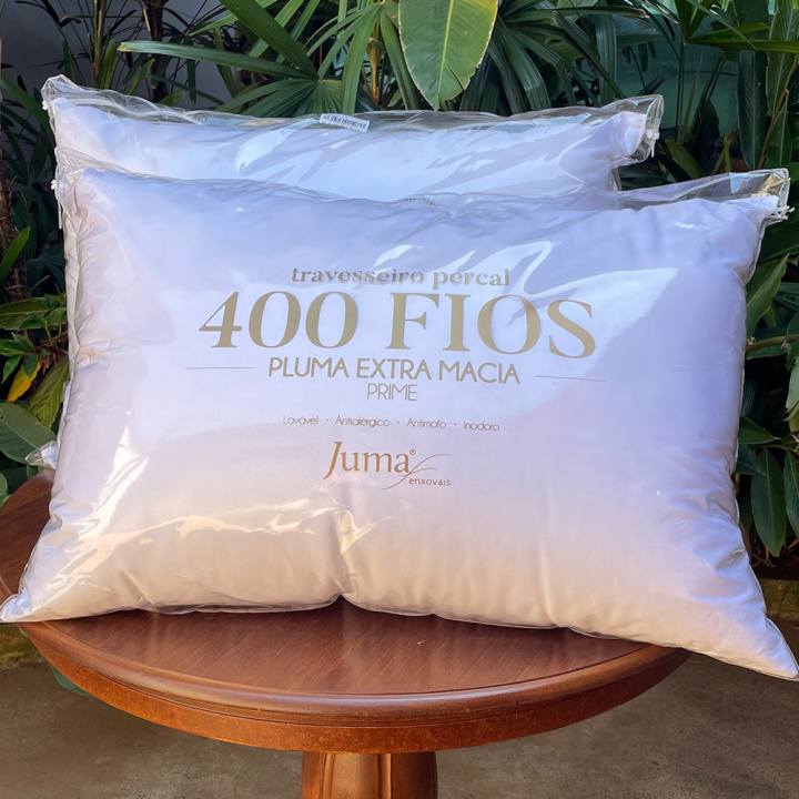 Travesseiro Juma Percal 400 Fios Pluma Sintética Prime