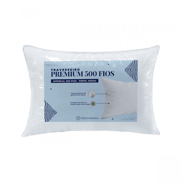 Travesseiro Percal 500 Fios Pluma Sintética Premium Branco