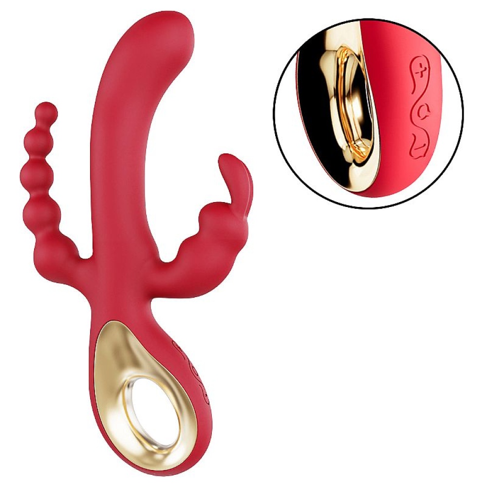 Vibrador de Ponto G, Clitóris e Plug Anal Luxo