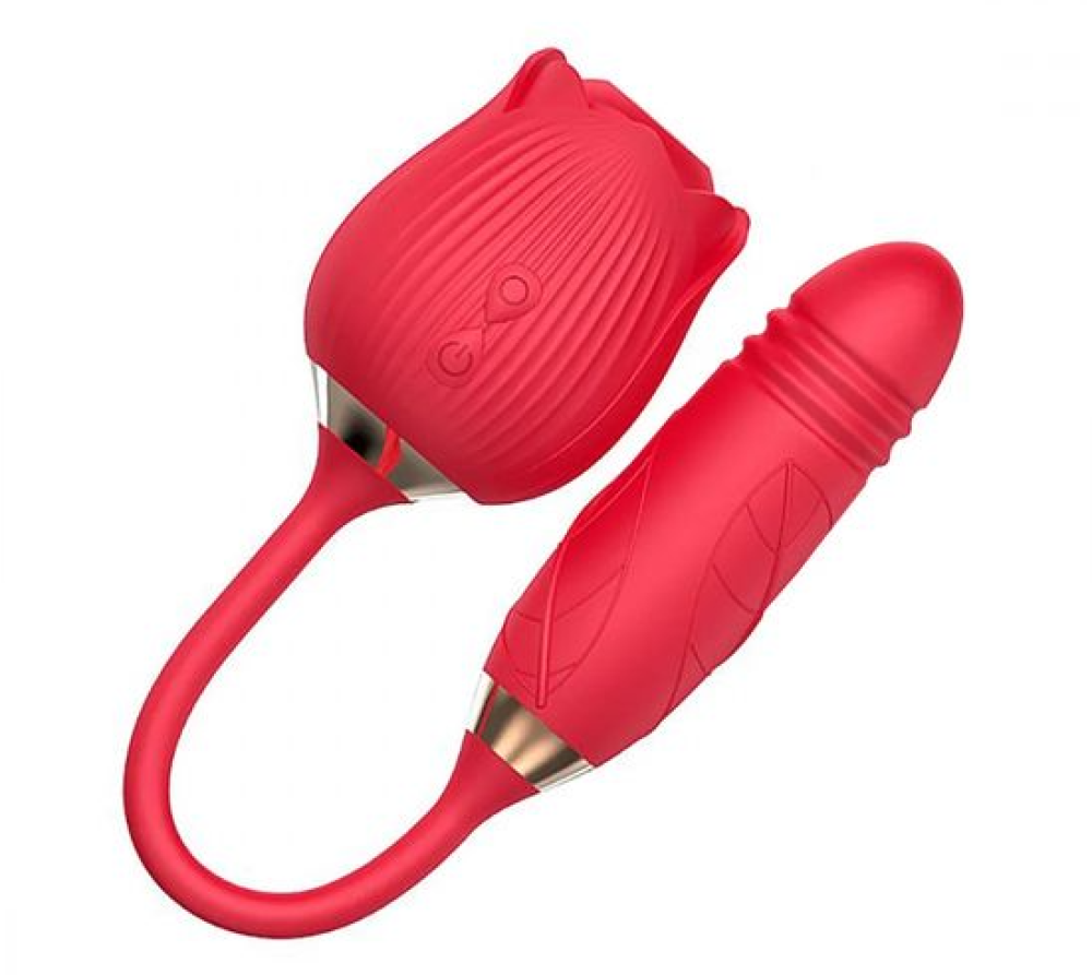 Vibrador Formato de Rosa com Vibração, Vai e Vem e Pulsação