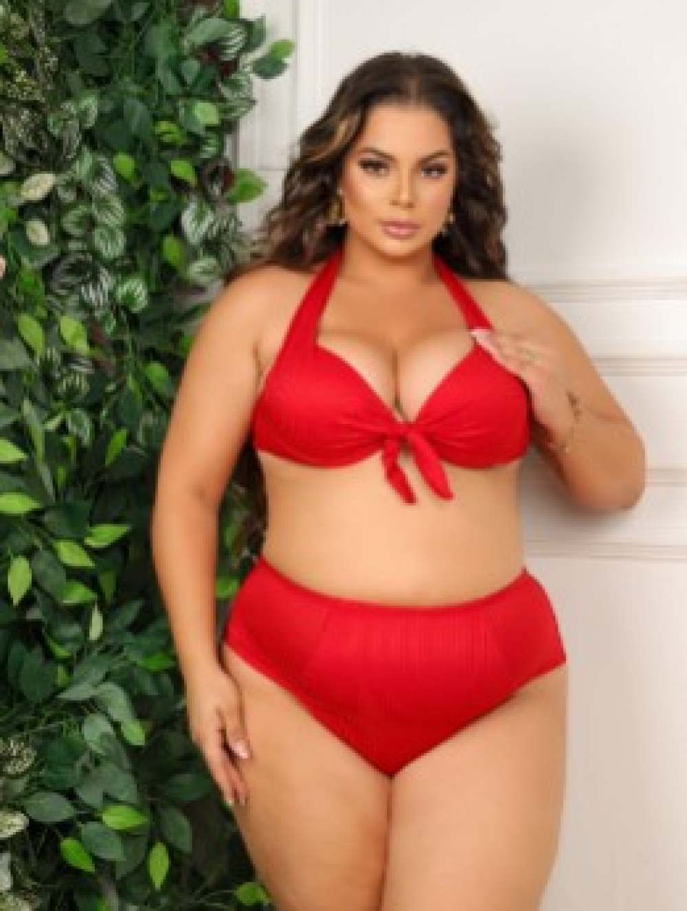 Biquíni Plus Size Fio Duplo Leblon Preto Canelado - Coleção Sweet Curves  [Série - Biquínis no Corpo] 