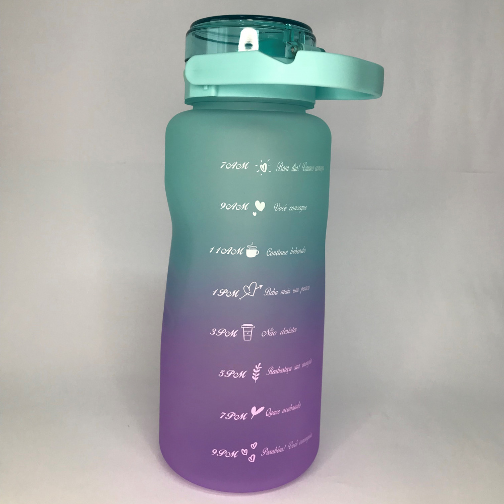 Garrafa de Água 2 LITROS Motivacional Esportiva Com Adesivos Marcador de  Tempo Plástico - AliExpress
