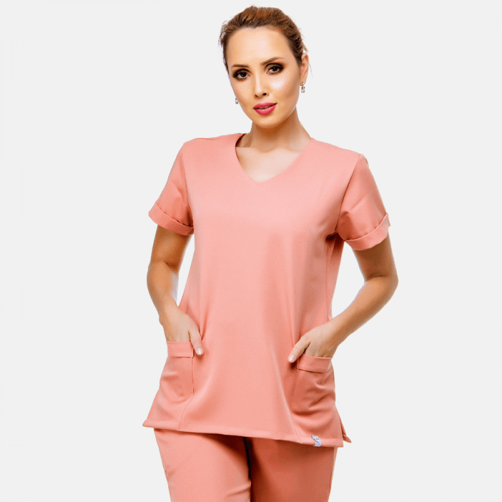 Conjunto Rosê Ana Basic Scrub em Gabardine Premium Use Anny Jalecos