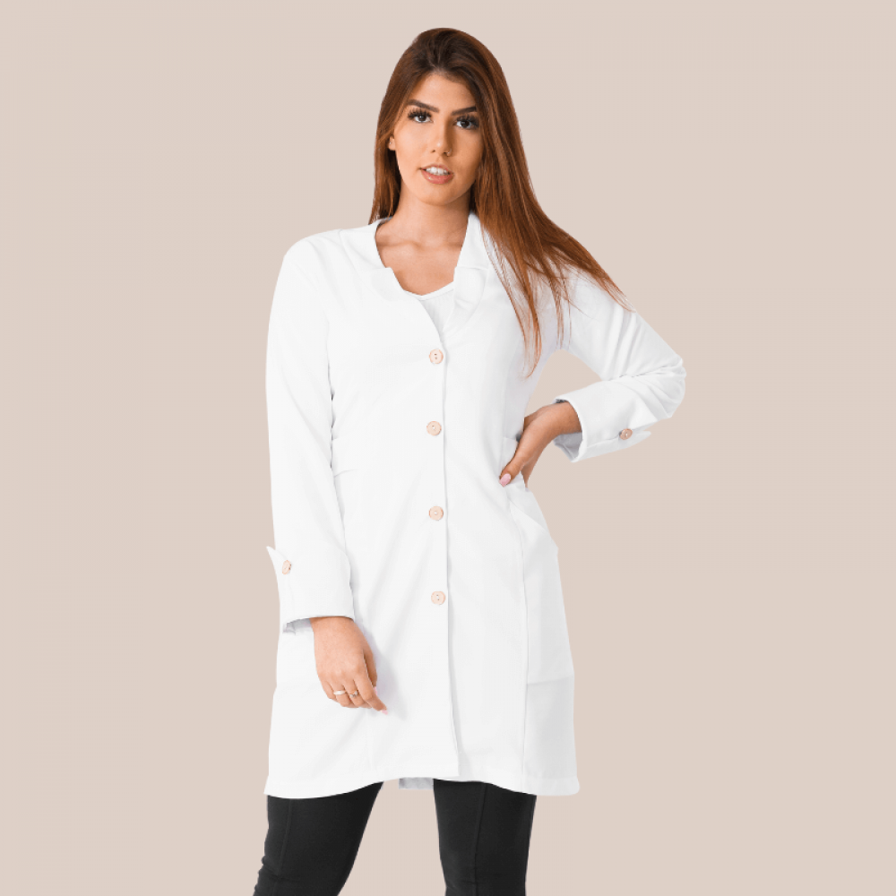 Jaleco Branco Iris Em Gabardine Premium - Use Anny Jalecos & Scrubs