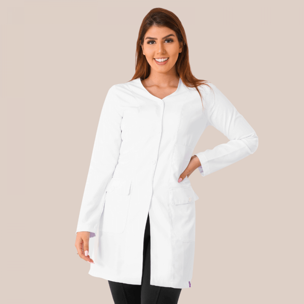 Jaleco Branco Isa Em Gabardine Premium - Use Anny Jalecos & Scrubs