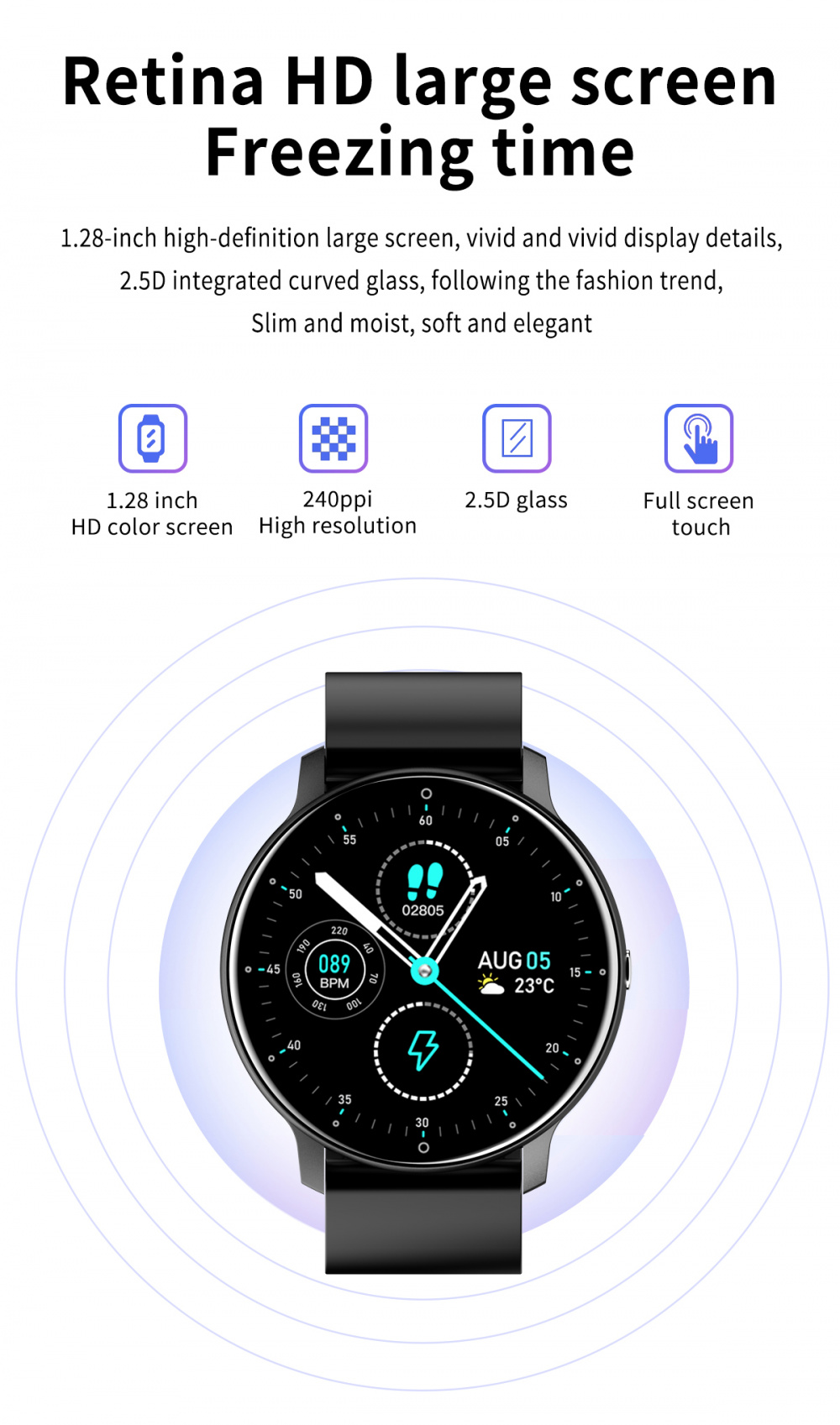Relógio inteligente CanMixs para telefones Android, iOS à prova d
