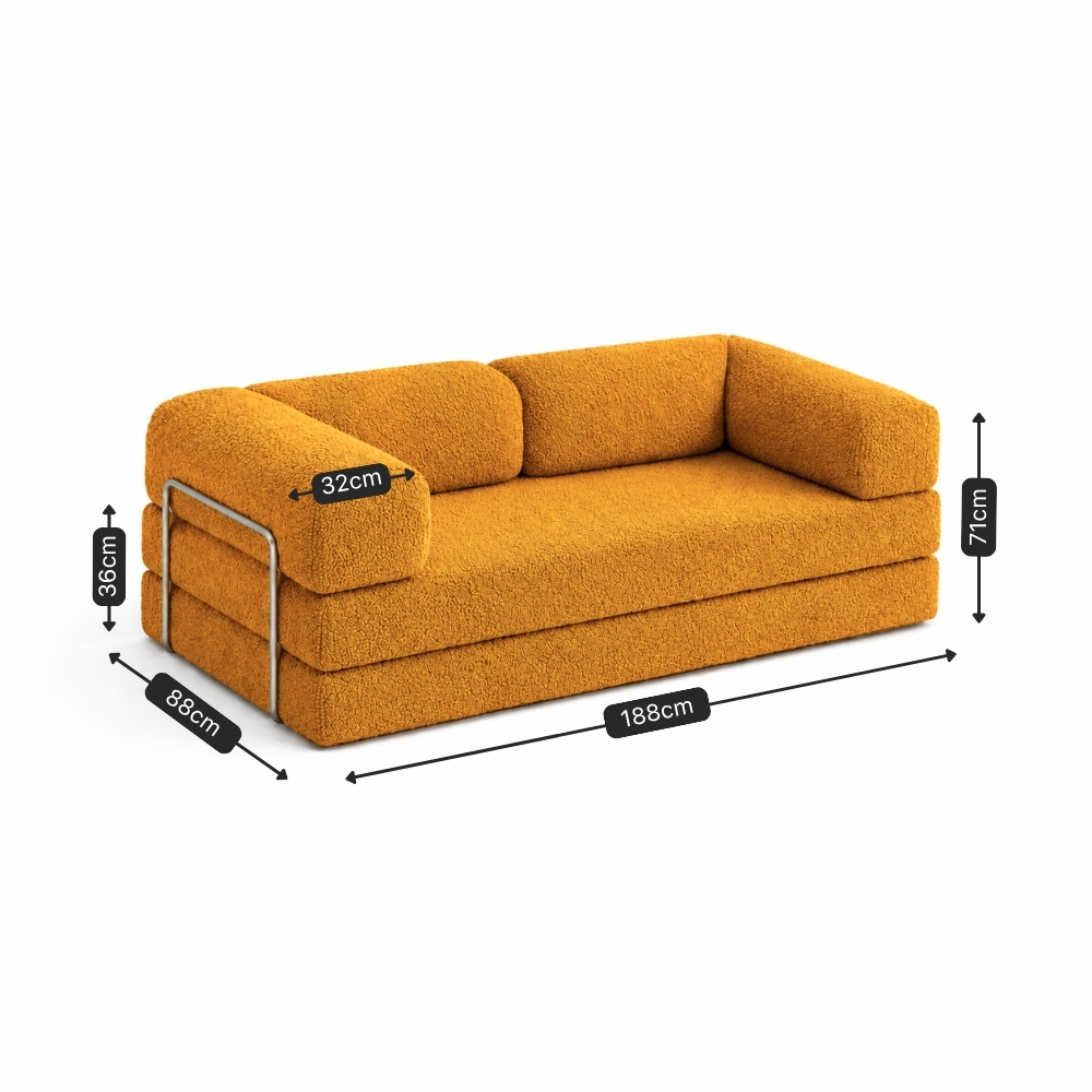 Medidas do Sofá Cama Mood 2 lugares montado: 188 x 88 cm e 71 cm de altura