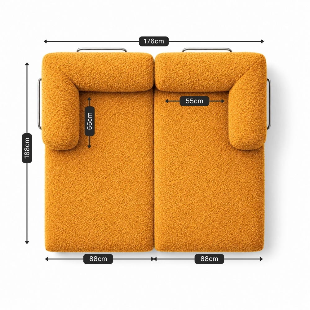 Medidas do Sofá Cama Mood 2 lugares aberto como cama: 176 x 188 cm