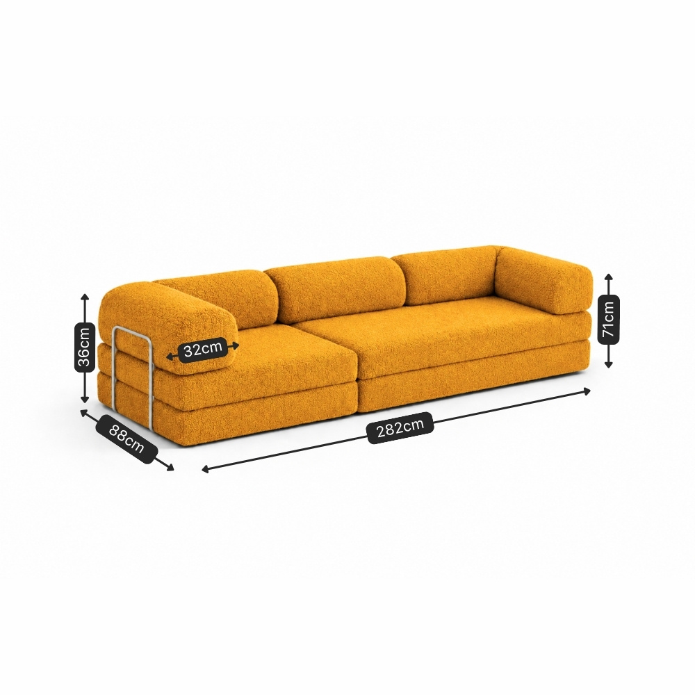 Medidas do Sofá Cama Mood 3 lugares: 282 x 88 cm e 71 cm de altura