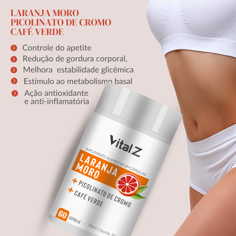LARANJA MORO + PICOLINATO DE CROMO +CAFÉ VERDE - Vital Z | Seu