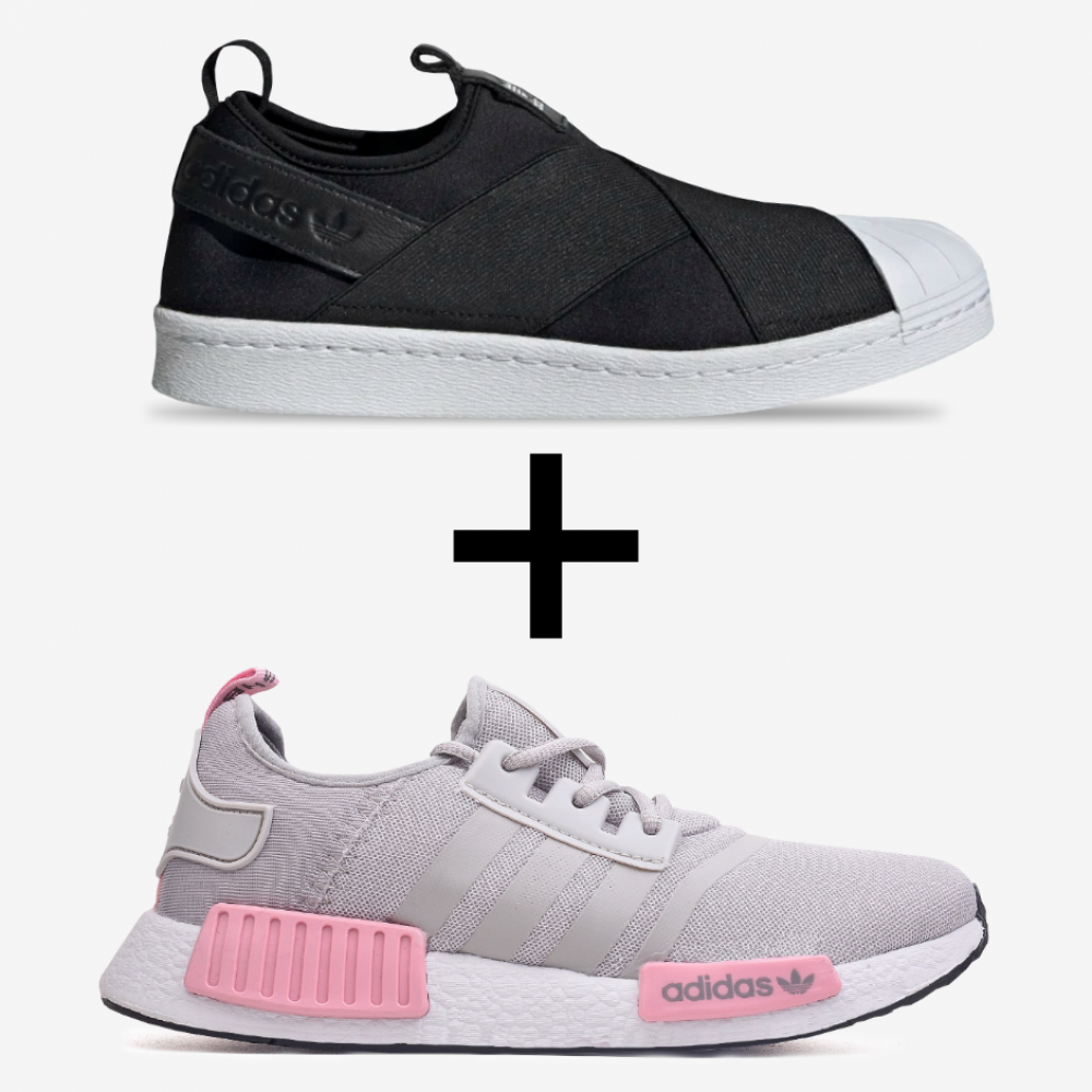 Nmd cinza best sale com rosa