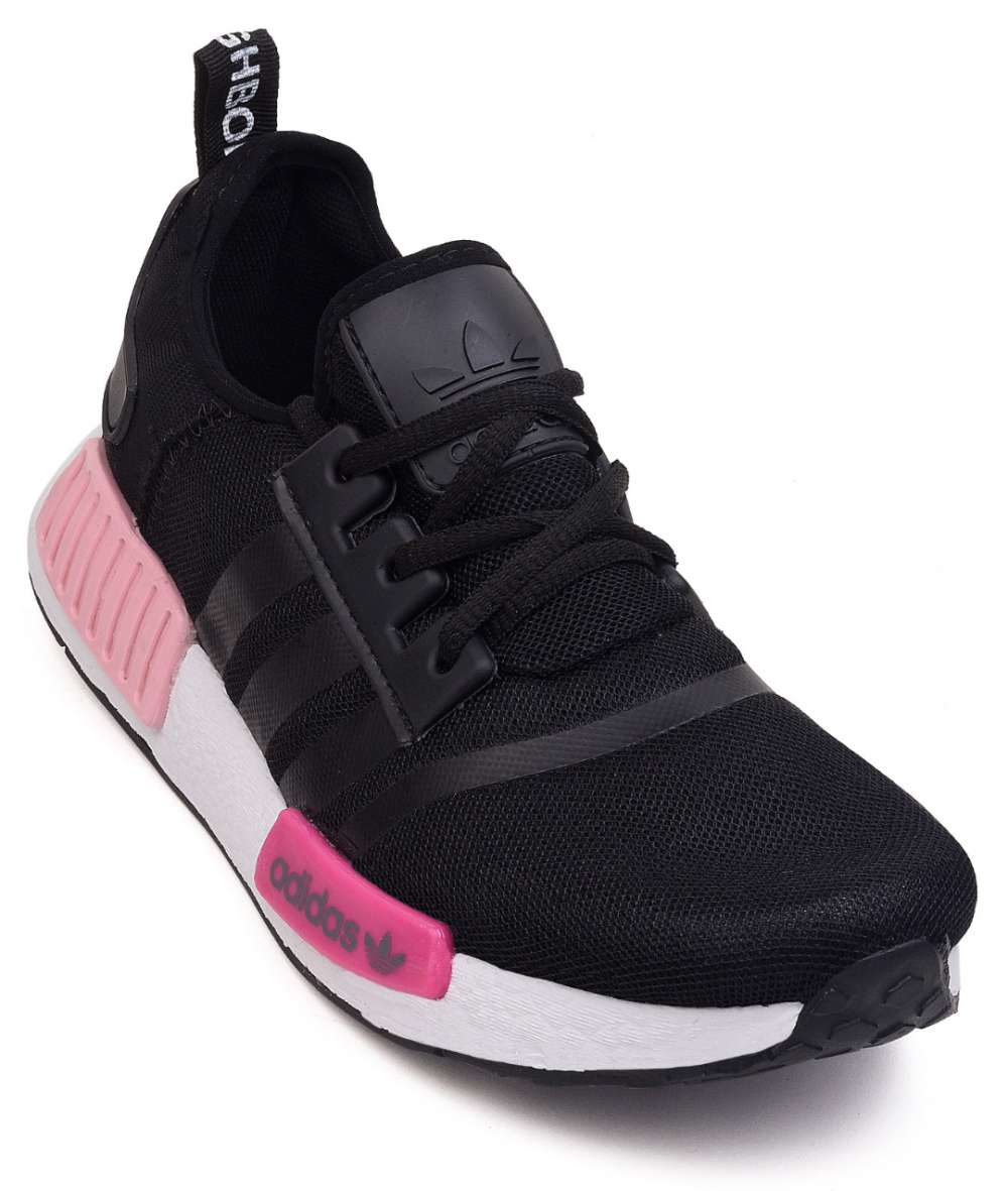 Nmd preto best sale e rosa