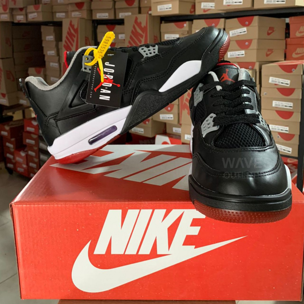 Jordan 4 Retro Bred Preta e Vermelha - Waves Calcados