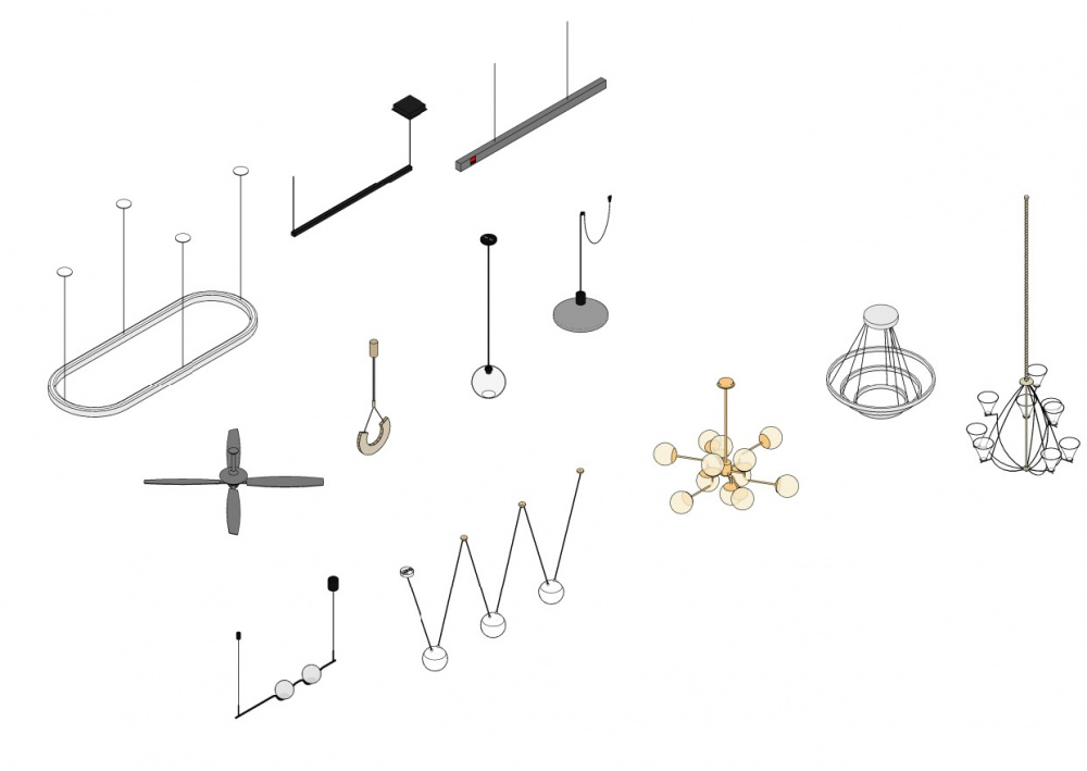 Luminárias e Pendente família Revit ARQ Store